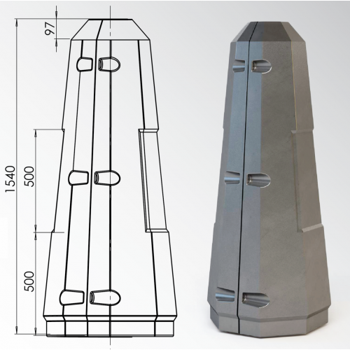 Цоколь восьмигранный стеклопластиковый А1 210х1540 мм в Сургуте